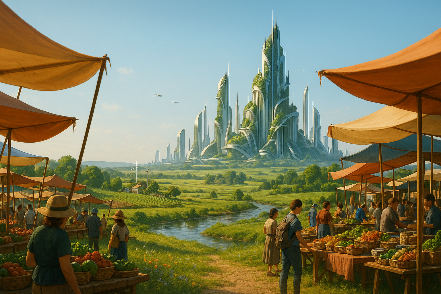 Futuristic Market by the River